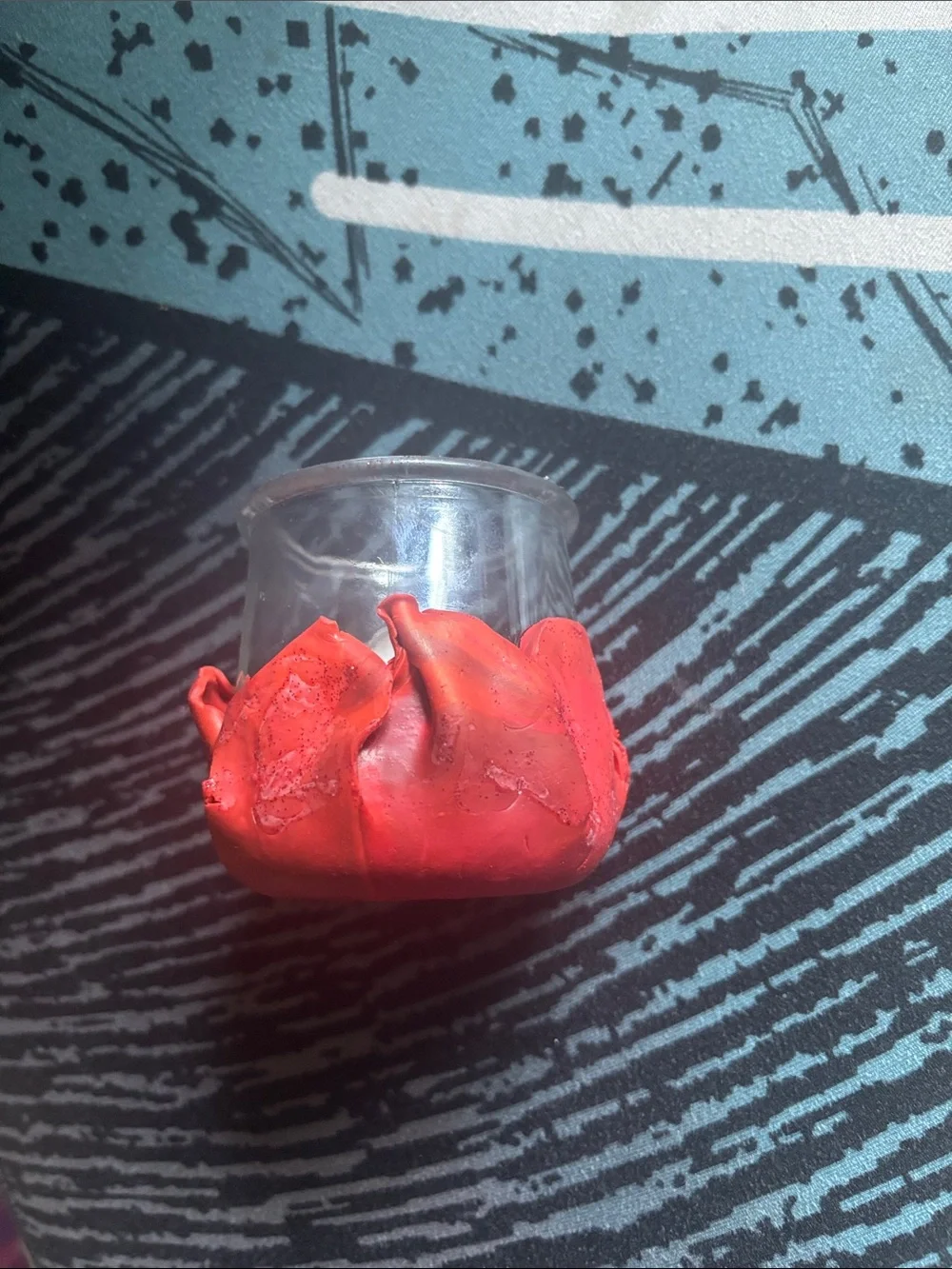 Handcrafted Clay Decorated Glass Holder with rose petal accents